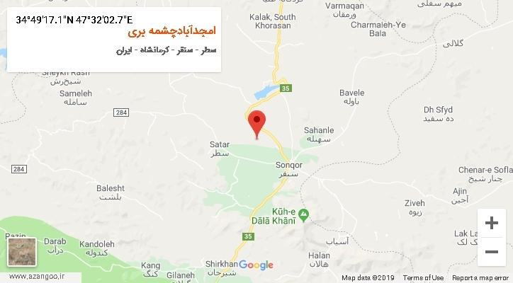 روستای امجدآبادچشمه بری بر روی نقشه