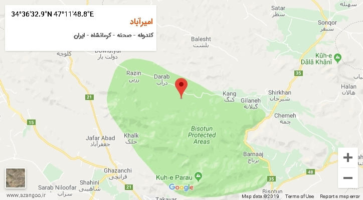روستای امیرآباد بر روی نقشه