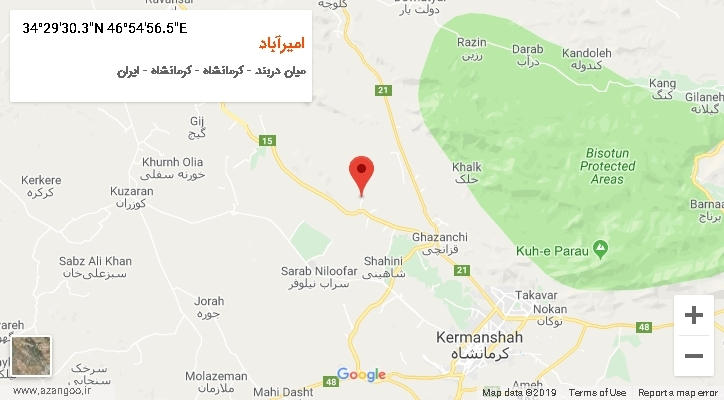 روستای امیرآباد بر روی نقشه