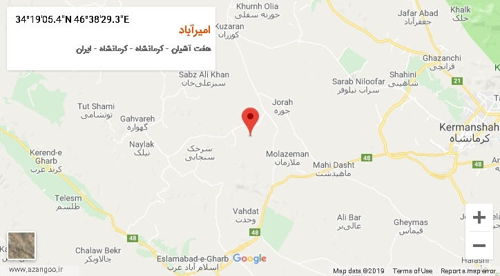 روستای امیرآباد بر روی نقشه