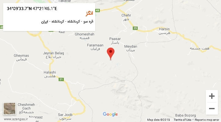 روستای انگز بر روی نقشه