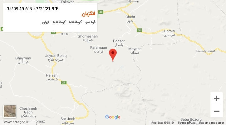 روستای انگزبان بر روی نقشه