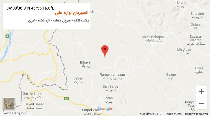 روستای انجیربان اواره علی بر روی نقشه