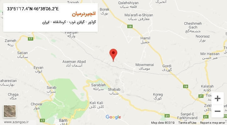 روستای انجیردرمیان بر روی نقشه