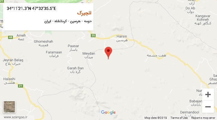 روستای انجیرک بر روی نقشه