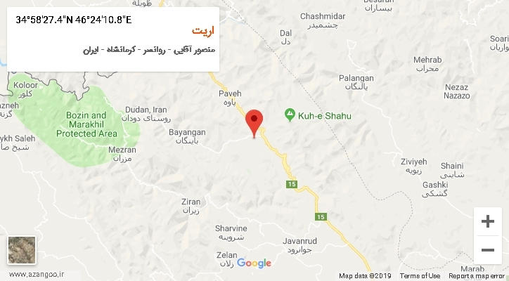 روستای اریت بر روی نقشه