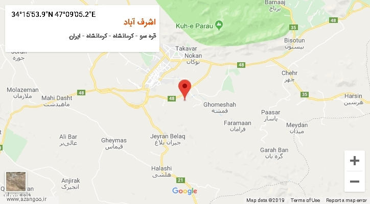 روستای اشرف آباد بر روی نقشه