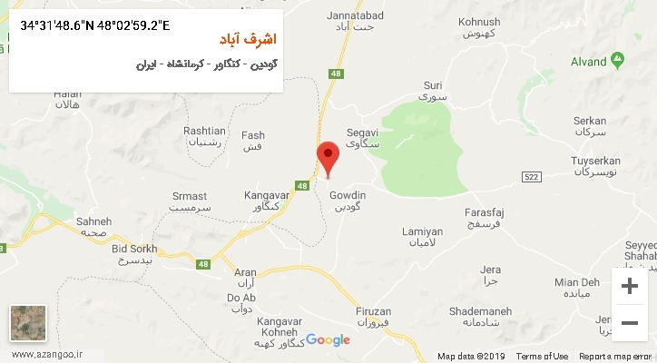 روستای اشرف آباد بر روی نقشه