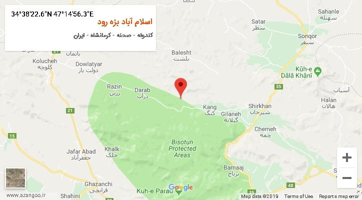 روستای اسلام آباد بزه رود بر روی نقشه