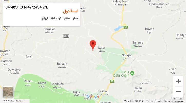 روستای اسماندول بر روی نقشه