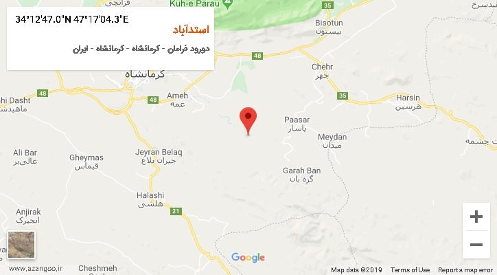 روستای استدآباد بر روی نقشه