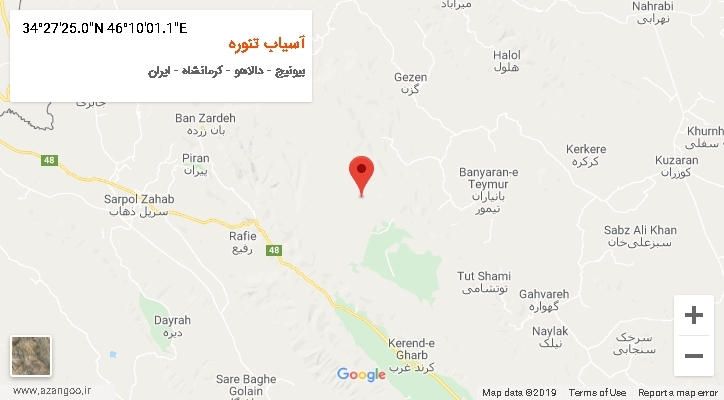 روستای آسیاب تنوره بر روی نقشه