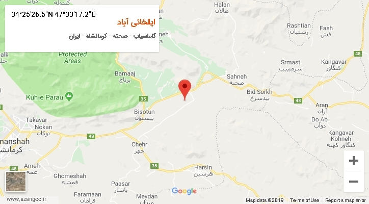 روستای ایلخانی آباد بر روی نقشه