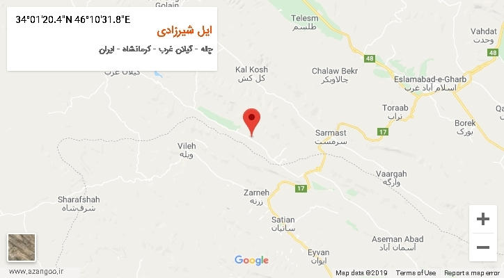 روستای ایل شیرزادی بر روی نقشه