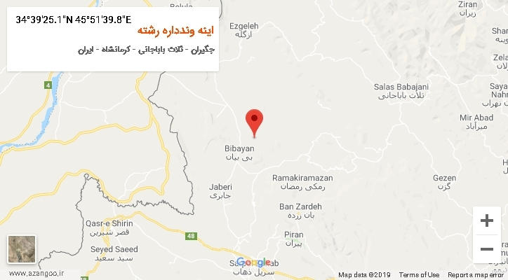 روستای اینه وندداره رشته بر روی نقشه