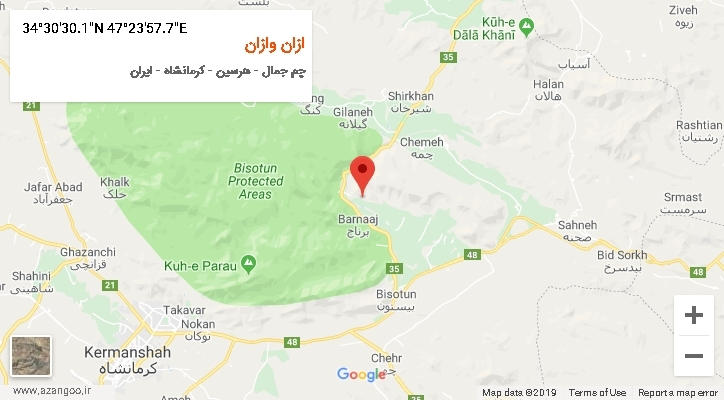 روستای ازان وازان بر روی نقشه