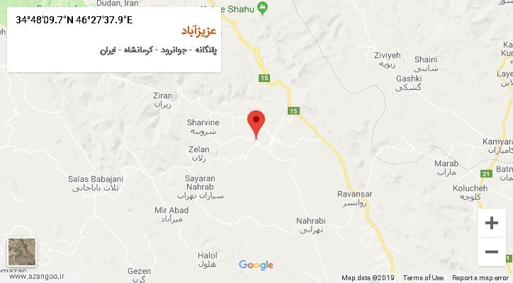 روستای عزیزآباد بر روی نقشه