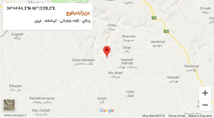 روستای عزیزآبادبناوج بر روی نقشه