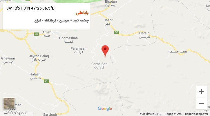 روستای باباعلی بر روی نقشه