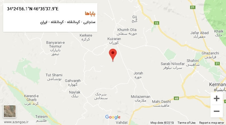 روستای باباها بر روی نقشه