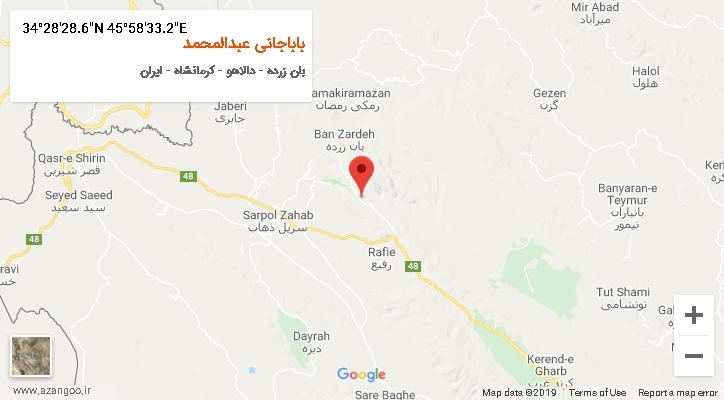 روستای باباجانی عبدالمحمد بر روی نقشه