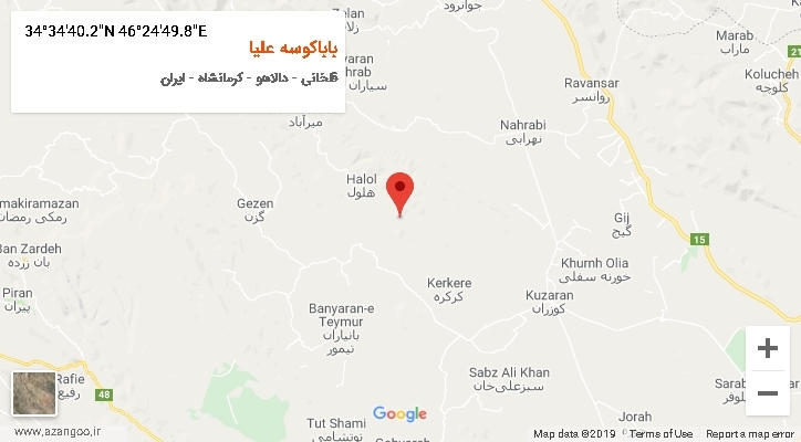 روستای باباکوسه علیا بر روی نقشه