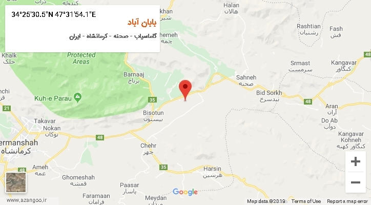 روستای بابان آباد بر روی نقشه