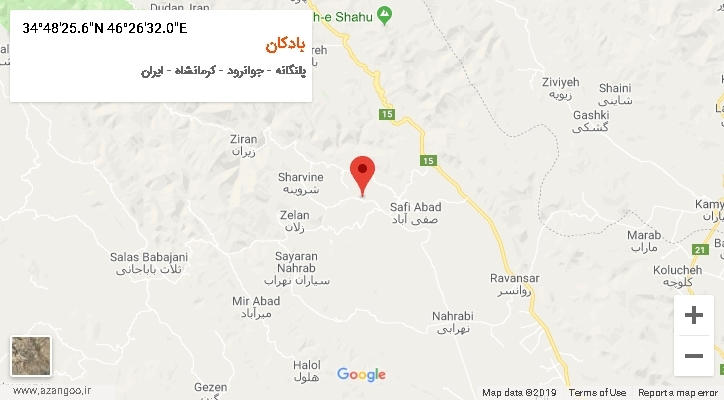 روستای بادکان بر روی نقشه