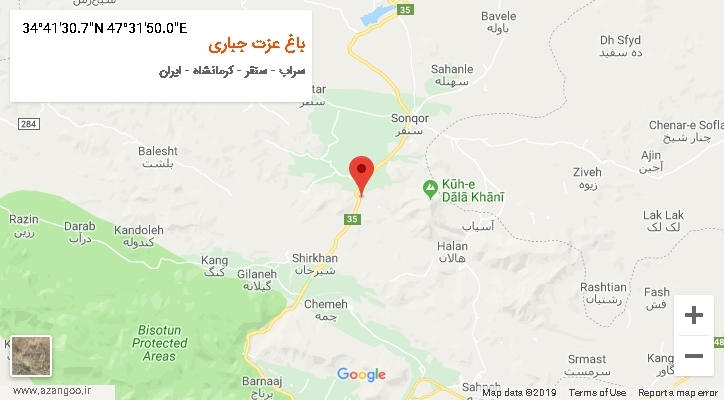 روستای باغ عزت جباری بر روی نقشه