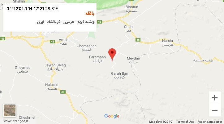 روستای باقله بر روی نقشه