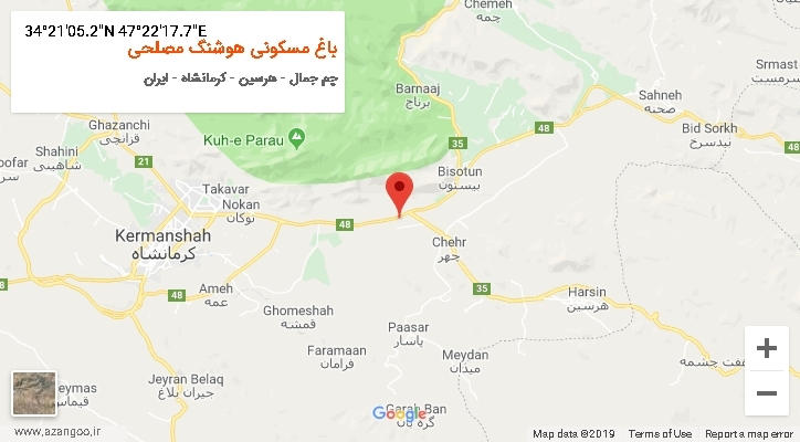 روستای باغ مسکونی هوشنگ مصلحی بر روی نقشه