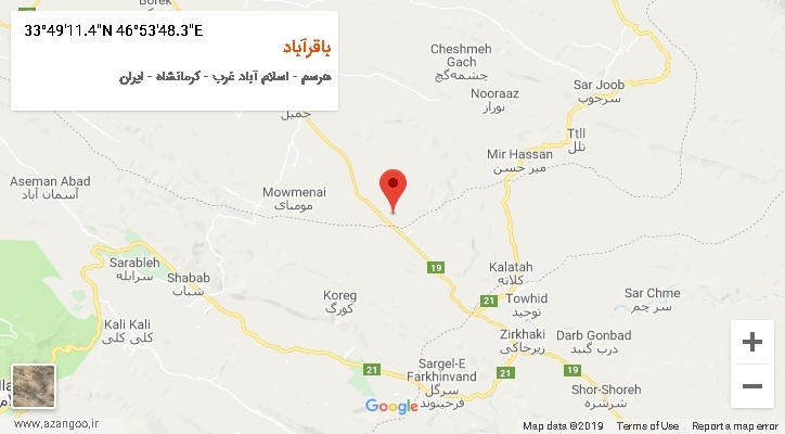 روستای باقرآباد بر روی نقشه