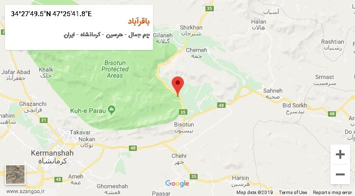 روستای باقرآباد بر روی نقشه
