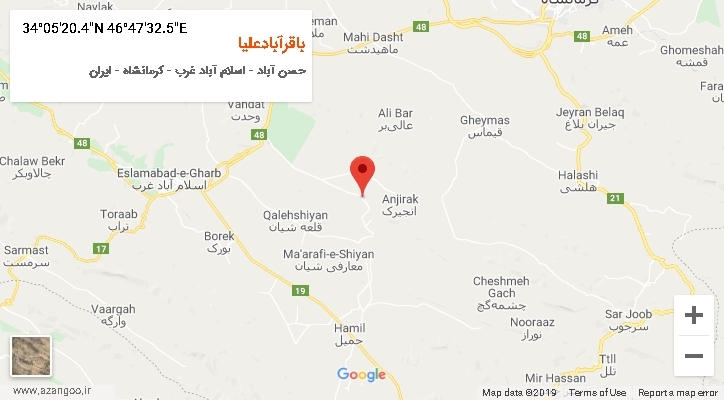 روستای باقرآبادعلیا بر روی نقشه