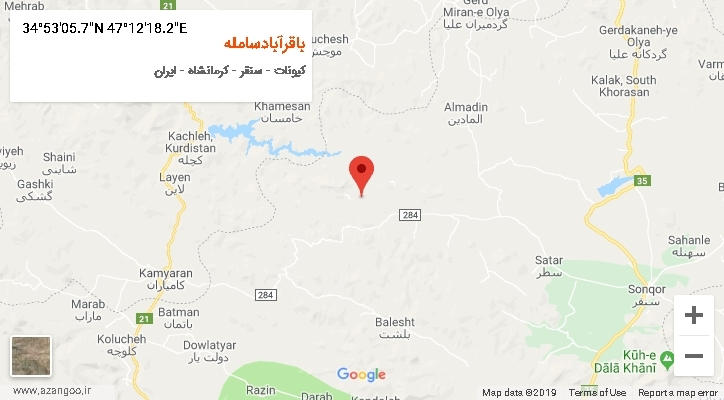 روستای باقرآبادسامله بر روی نقشه