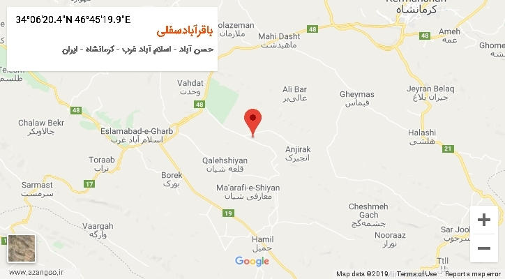 روستای باقرآبادسفلی بر روی نقشه