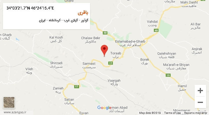 روستای باقری بر روی نقشه
