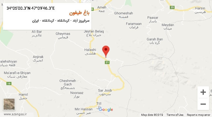 روستای باغ طیغون بر روی نقشه