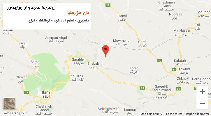 روستای بان هزارعلیا بر روی نقشه