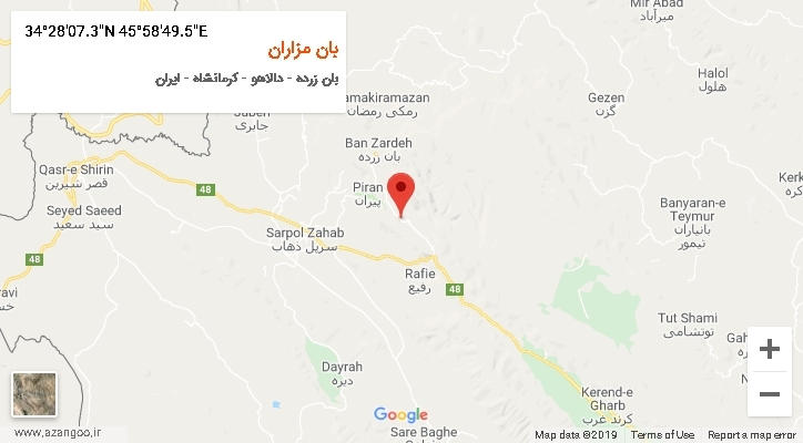 روستای بان مزاران بر روی نقشه