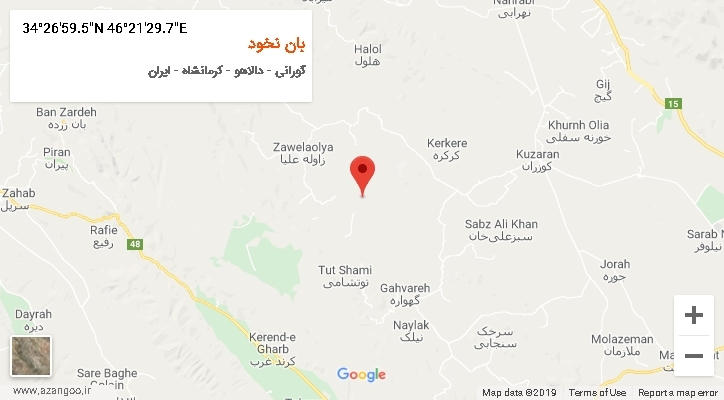 روستای بان نخود بر روی نقشه