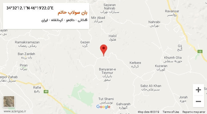 روستای بان سولاب حاتم بر روی نقشه