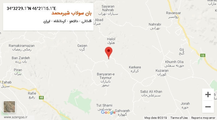روستای بان سولاب شیرمحمد بر روی نقشه