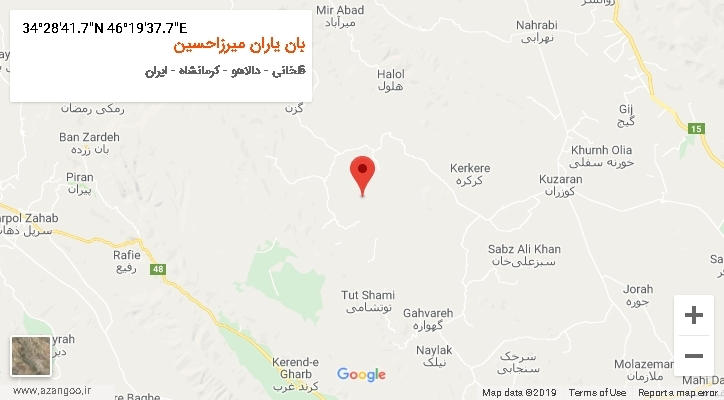روستای بان یاران میرزاحسین بر روی نقشه