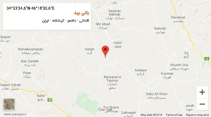 روستای بانی بید بر روی نقشه
