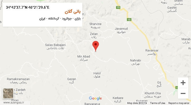 روستای بانی گلان بر روی نقشه