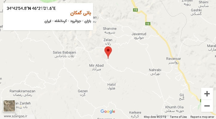روستای بانی گمکان بر روی نقشه