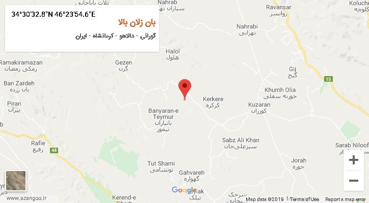 روستای بان زلان بالا بر روی نقشه