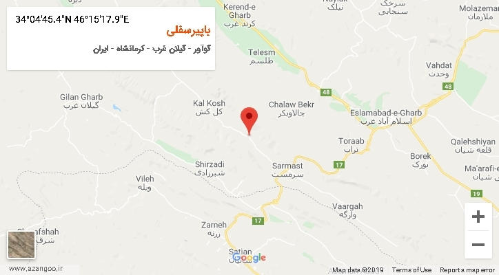 روستای باپیرسفلی بر روی نقشه
