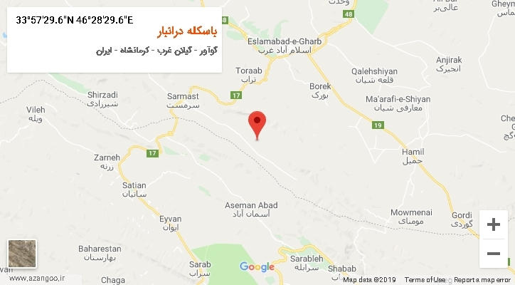 روستای باسکله درانبار بر روی نقشه